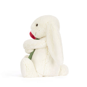 Cream Bunny with Rose Plush Toy
