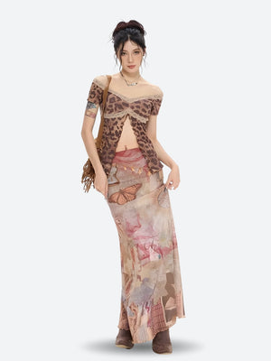 Fairycore Butterfly Mesh Maxi Skirt