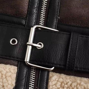 Faux Leather Aviator Jacket