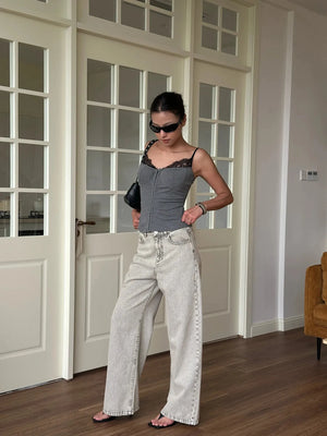 Lace Trim Bustier Top