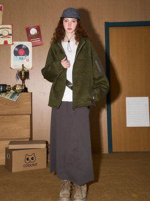 Oversized Fleece Zip-Up Jacket