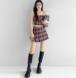 Pink Mini Skirt & Crop Top Two Piece Set