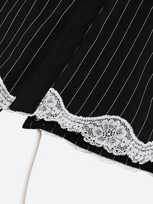 Striped Lace Trim Corset Top