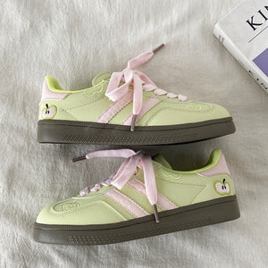 Apple on Toe Green Sneakers