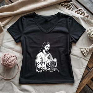 Jesus Crochet Lady V-neck