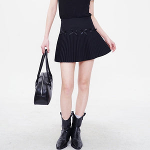 Playful Bows Pleated Mini Skirt
