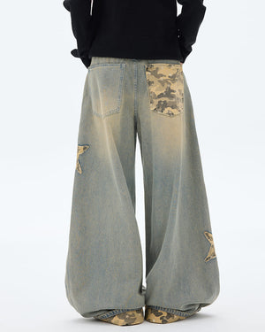 Camouflage Star Wide Leg Jeans