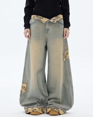 Camouflage Star Wide Leg Jeans