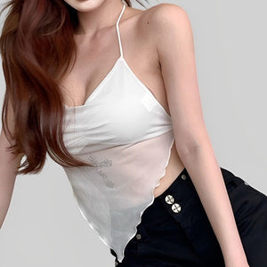 Y2K Rhinestone Cross Scarf Top