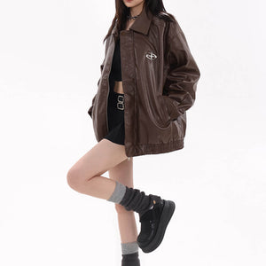 Star Girl Bomber Leather Jacket