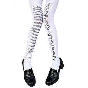Treble Clef Print Tights