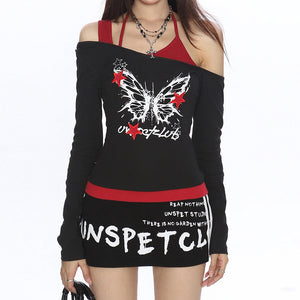 Y2K Butterfly Layered Top