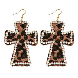2000s Leopard Cross Earrings