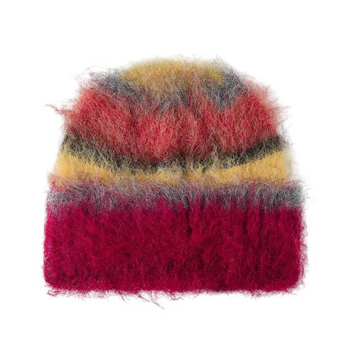 90s Fuzzy Striped Knit Beanie