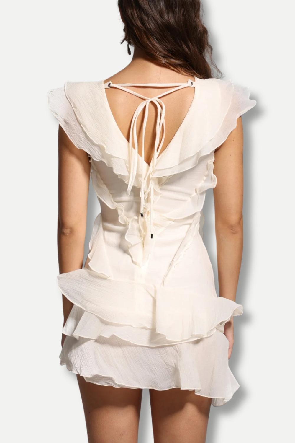 Asymmetric Ruffled Mini Dress