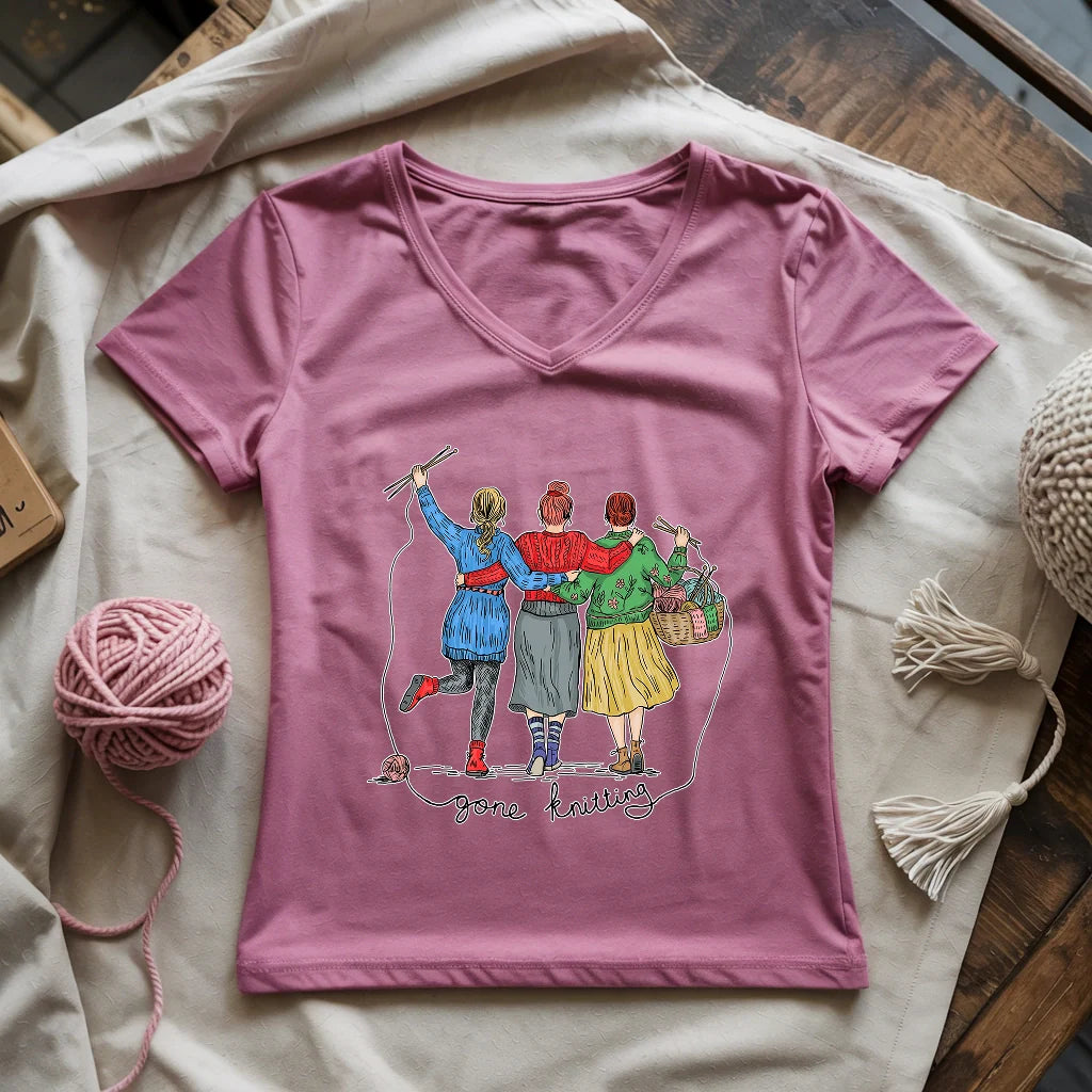 Girls Gone Knitting Lady V-neck