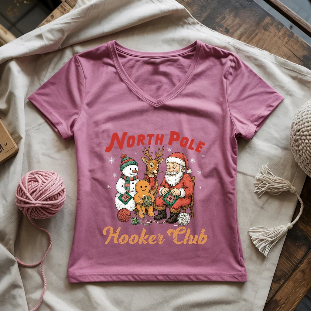 North Pole Crochet Club Lady V-neck