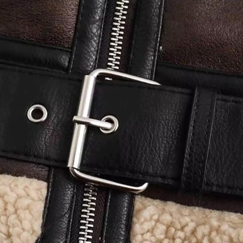 Faux Leather Aviator Jacket