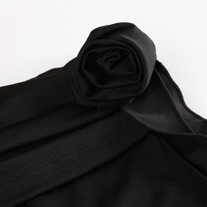 Goth Ruched Flower Flare Pants