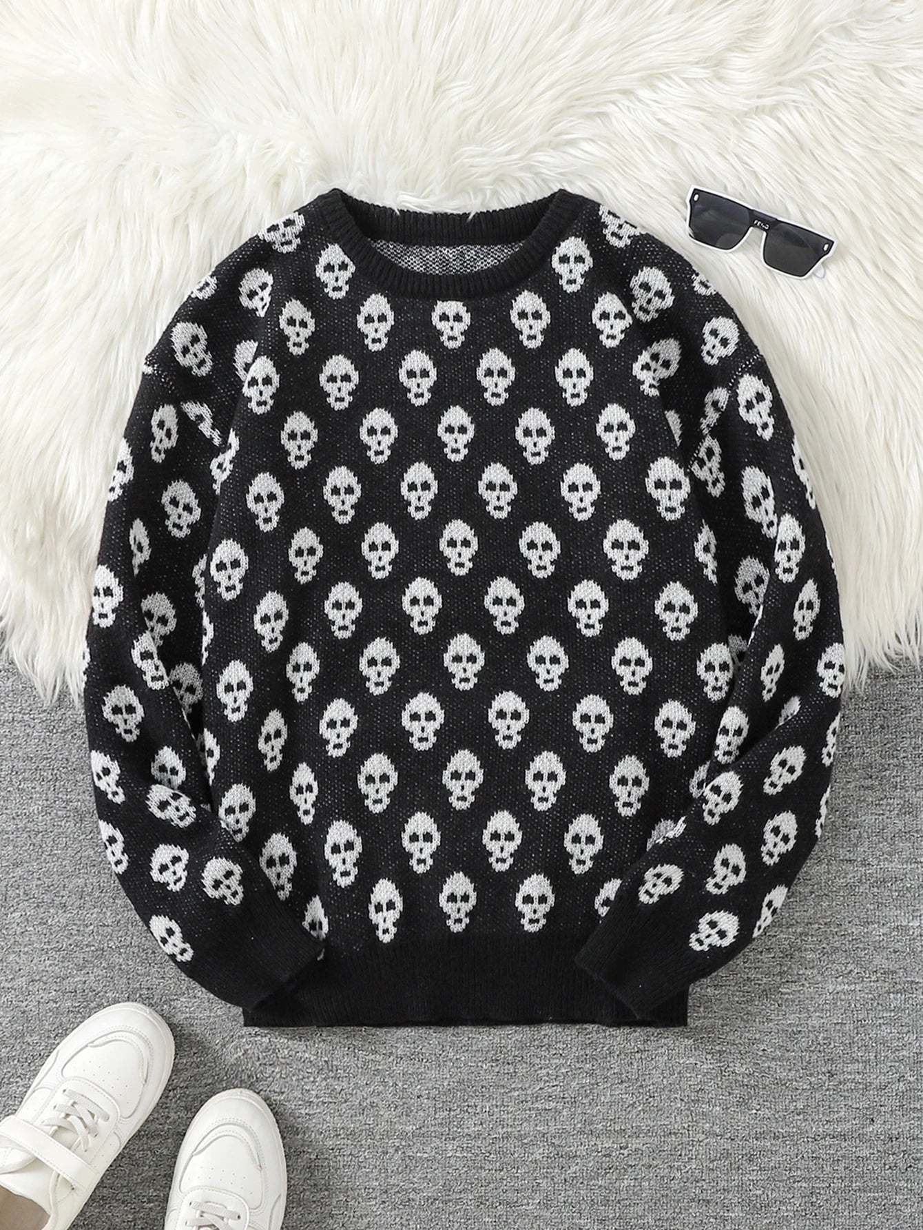 Goth Skull Pullover Sweater