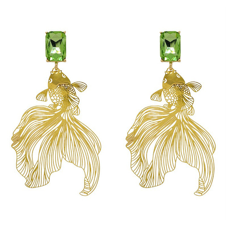 Koi Fish Green Stone Earrings