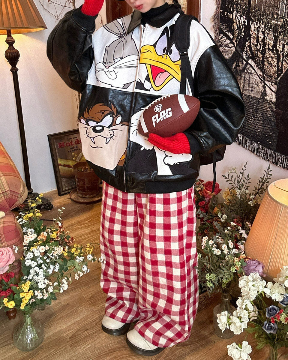 90s Style Oversized Leather Jacket