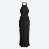 Ruched Backless Top & Maxi Skirt Two Piece Set
