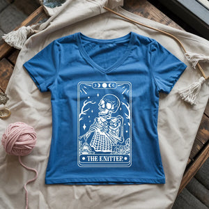 Knitter Tarot Card Lady V-neck
