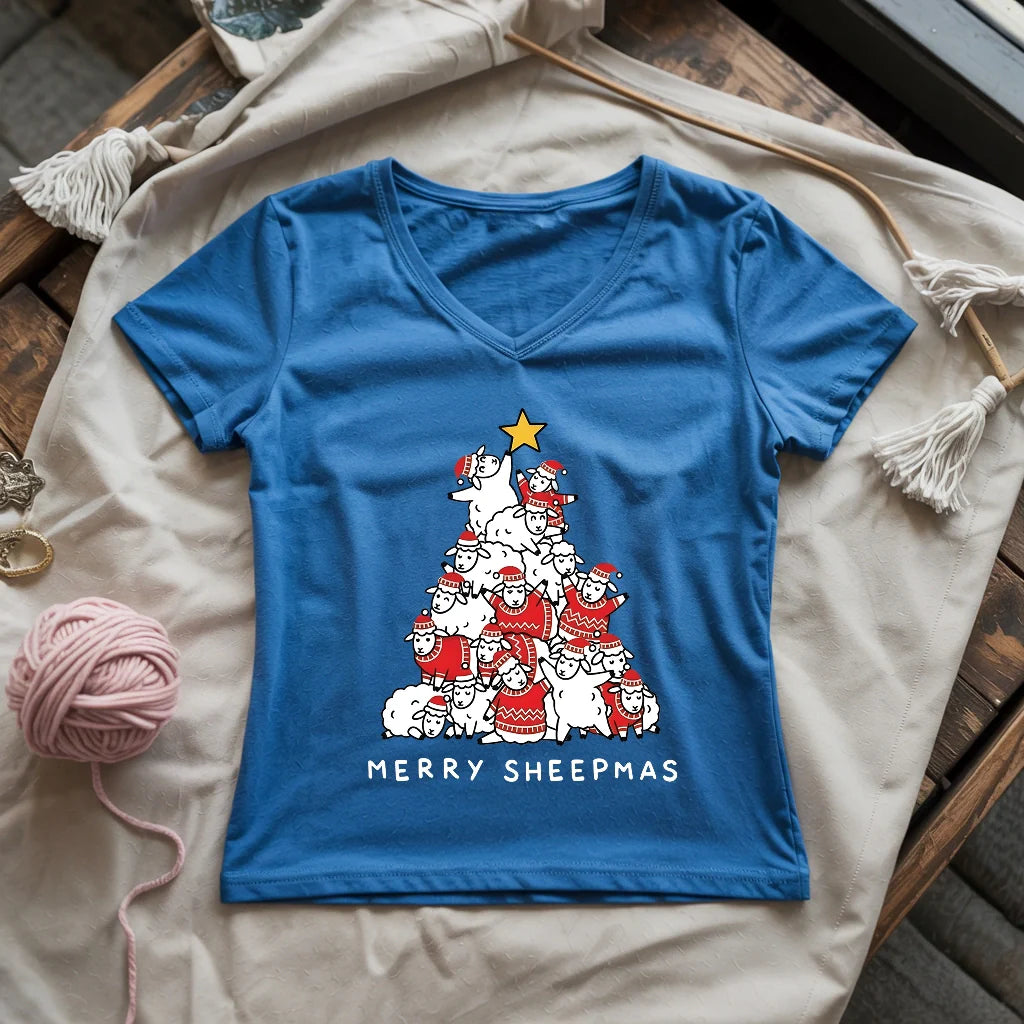 Merry Sheepmas Lady V-neck