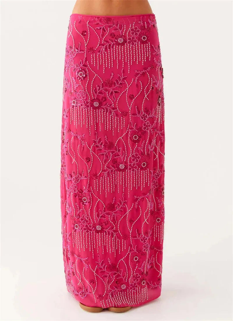 Sequin Embellished Maxi Skirt