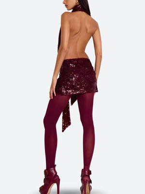 Sequined Backless Mini Dress