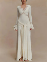 Tie Front Draped Maxi Dress