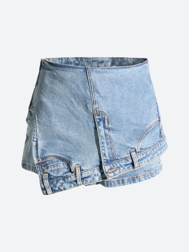 Upside Down Denim Mini Shorts