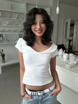 White V Neck Top