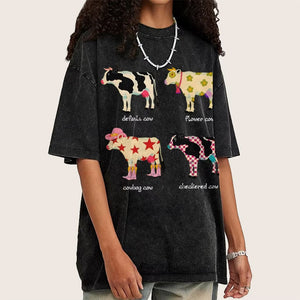 Indie Aesthetic Cow Graphic T-Shirt