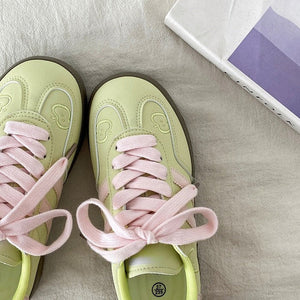 Apple on Toe Green Sneakers