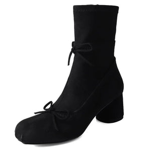 Balletcore Square-Toe Ankle Boots