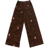 Bear Embroidery Cord Pants