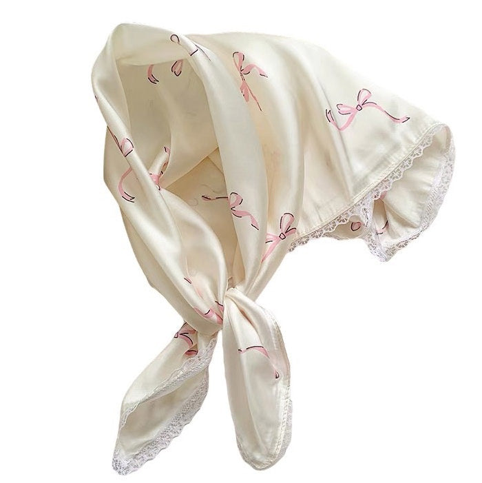Bow Print Satin Bandana
