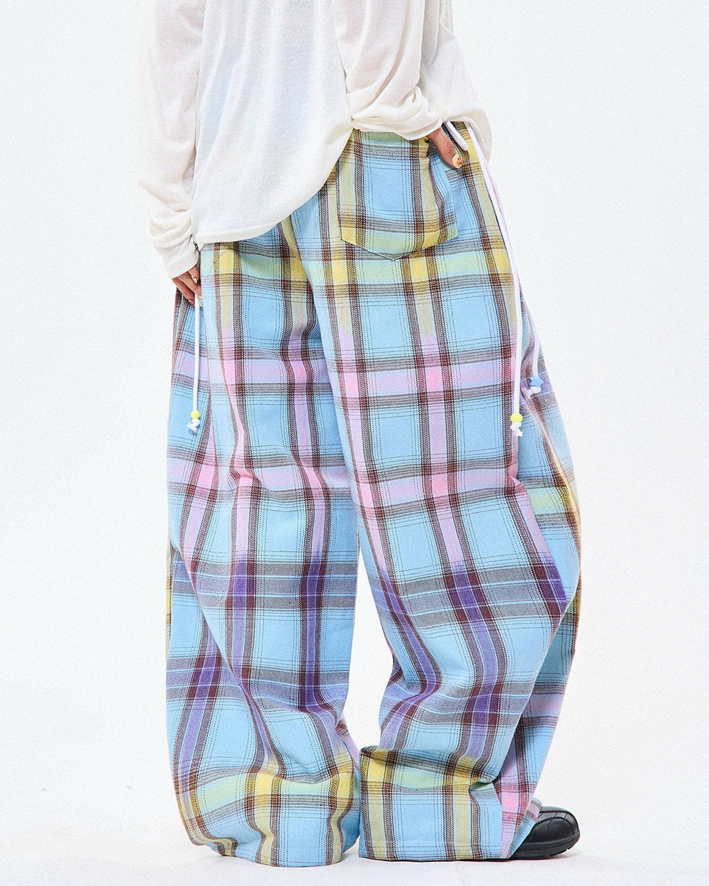 Bubblegum Plaid Wide Leg Pants