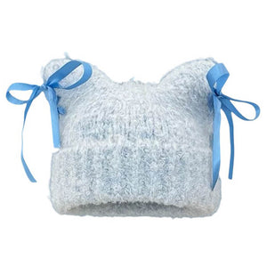Cat Ear Beanie with Bows