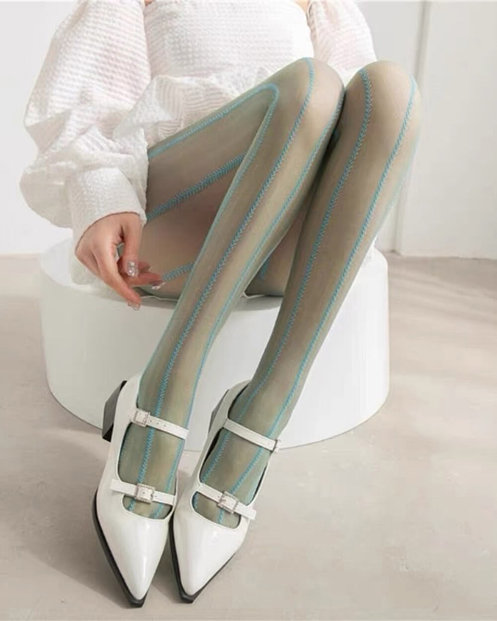 Self Made Contrast Seam Line Tights