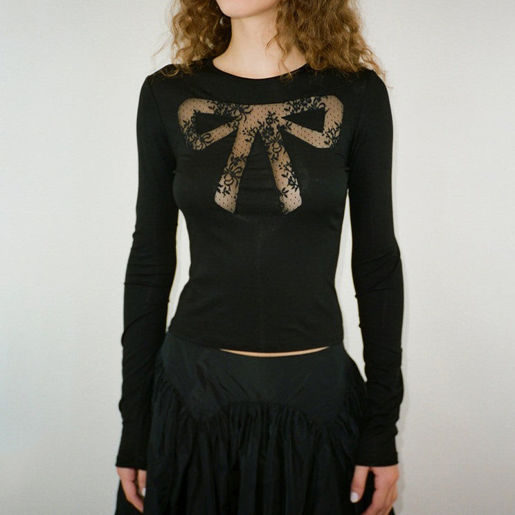 Coquette See Through Lace Bow Top