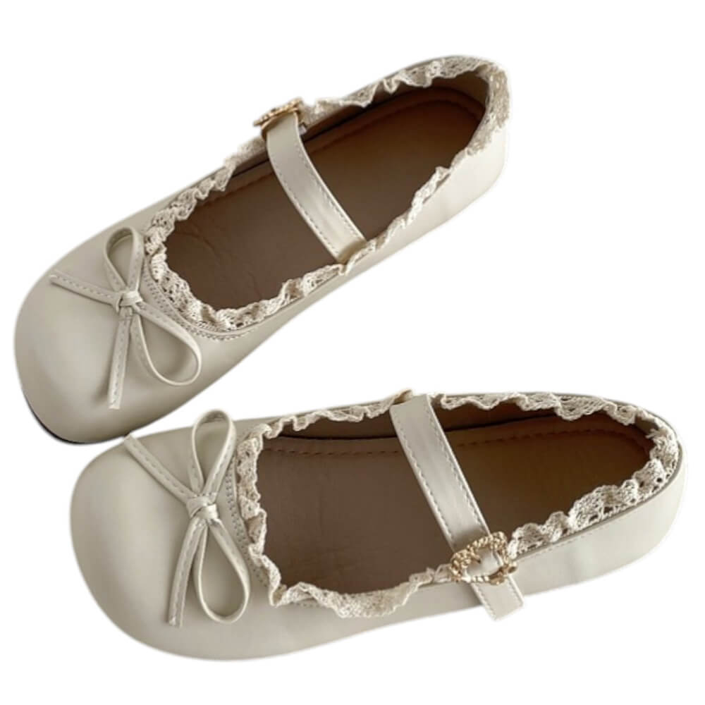 Coquette Lace Trim Mary Jane Flats