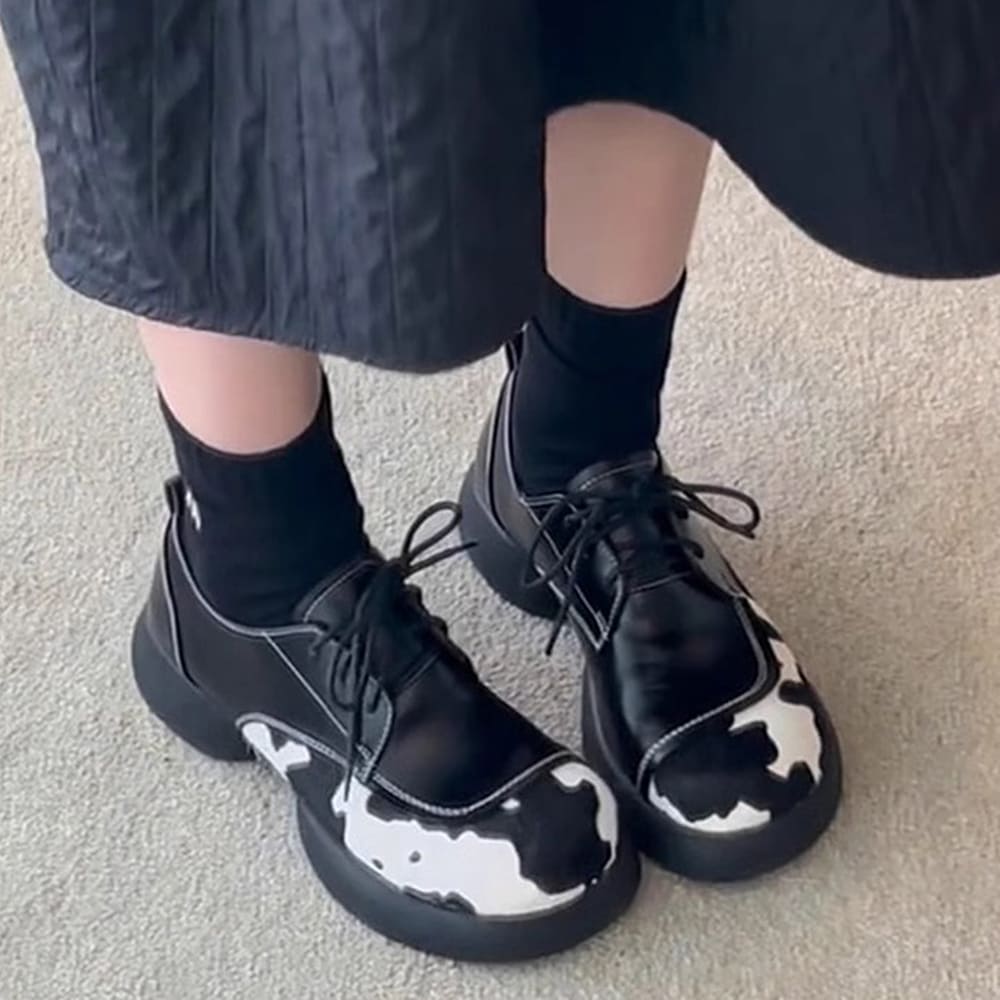 Cow Print Oxford Boots