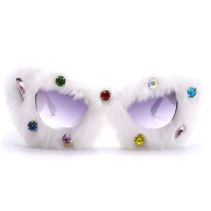 Y2K Fuzzy Rhinestone Glasses