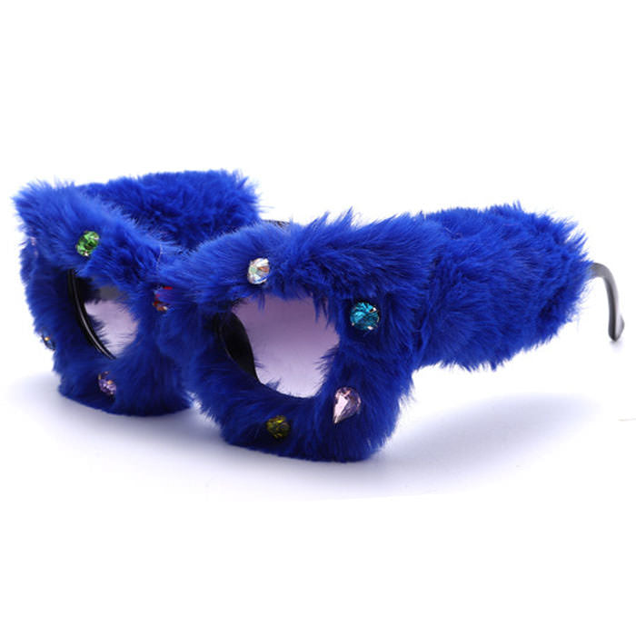 Y2K Fuzzy Rhinestone Glasses