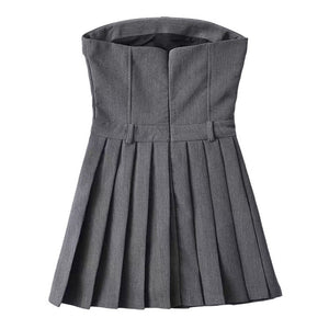 Pleated Mini Dress in Grey