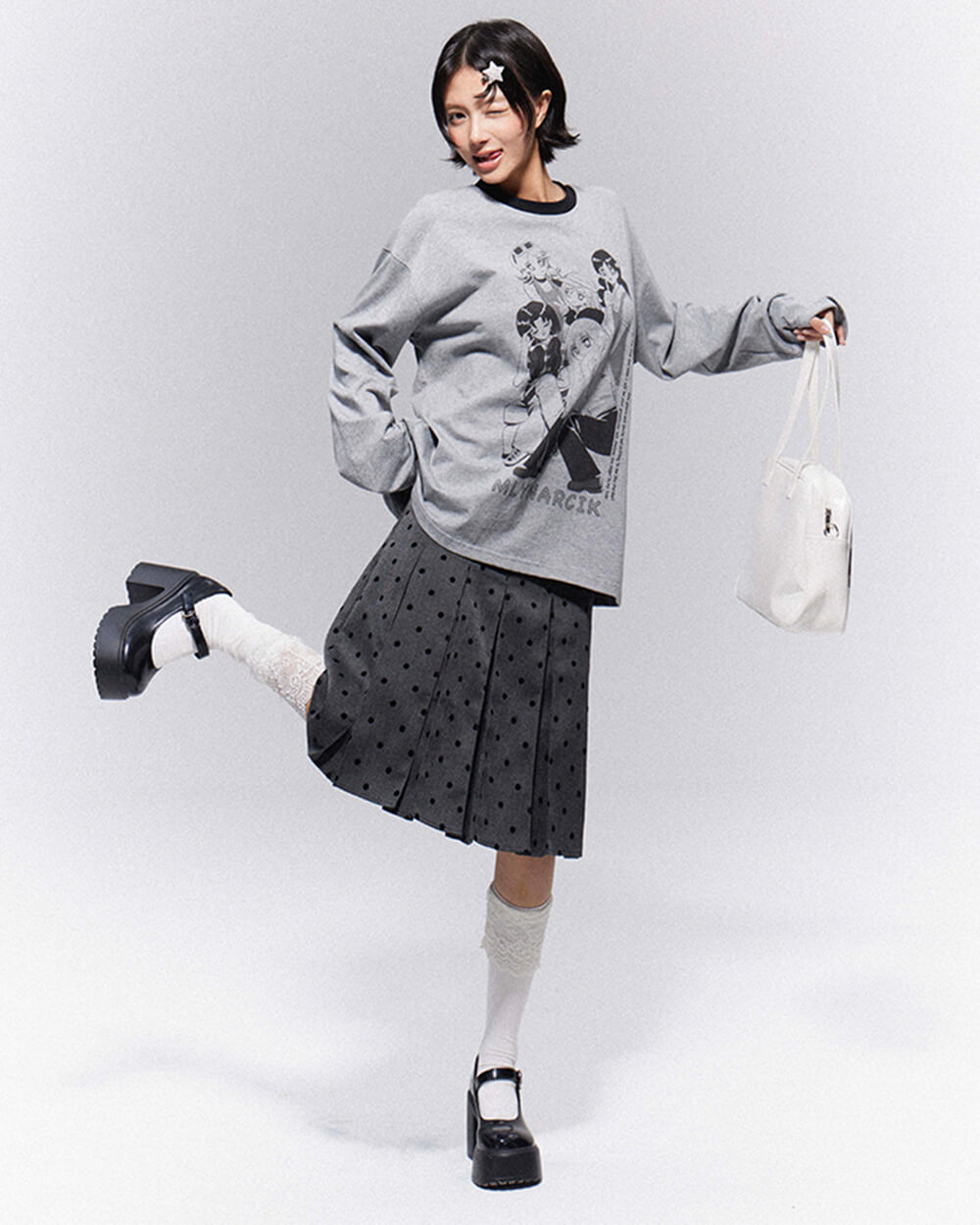 Gossip Team Polka Dot Pleated Skirt
