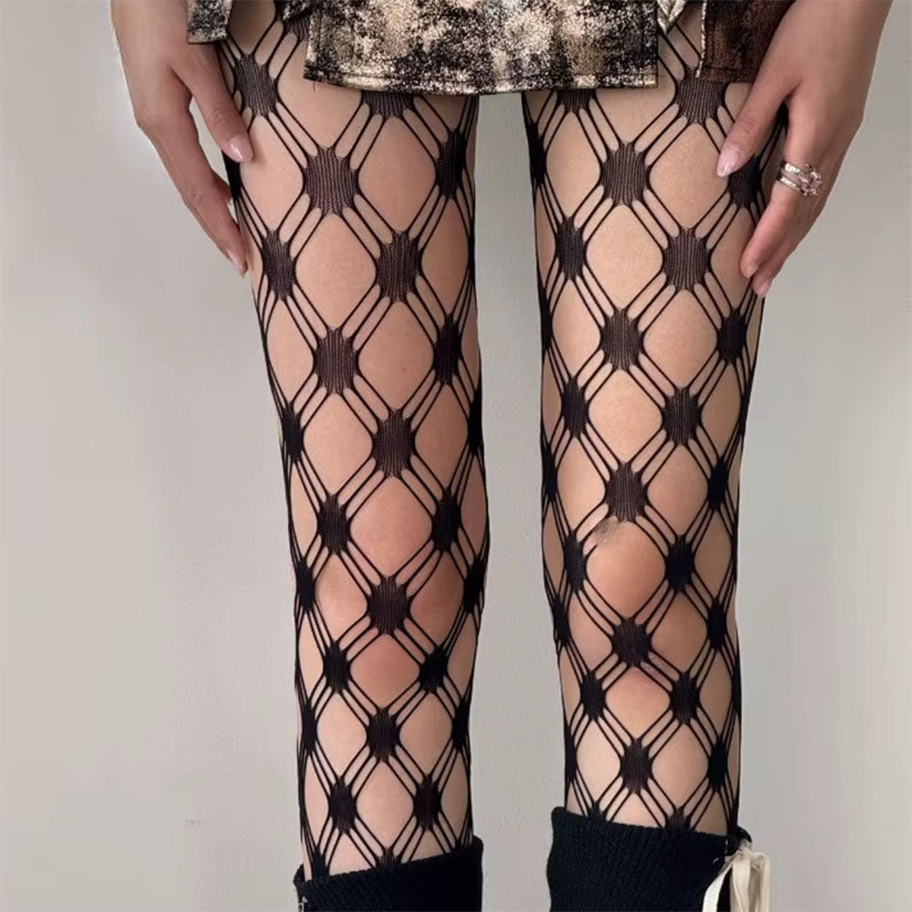 Grid Patterned Mesh Tights